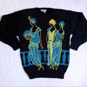 80s Vintage Art Deco Flapper Pullover Sweater